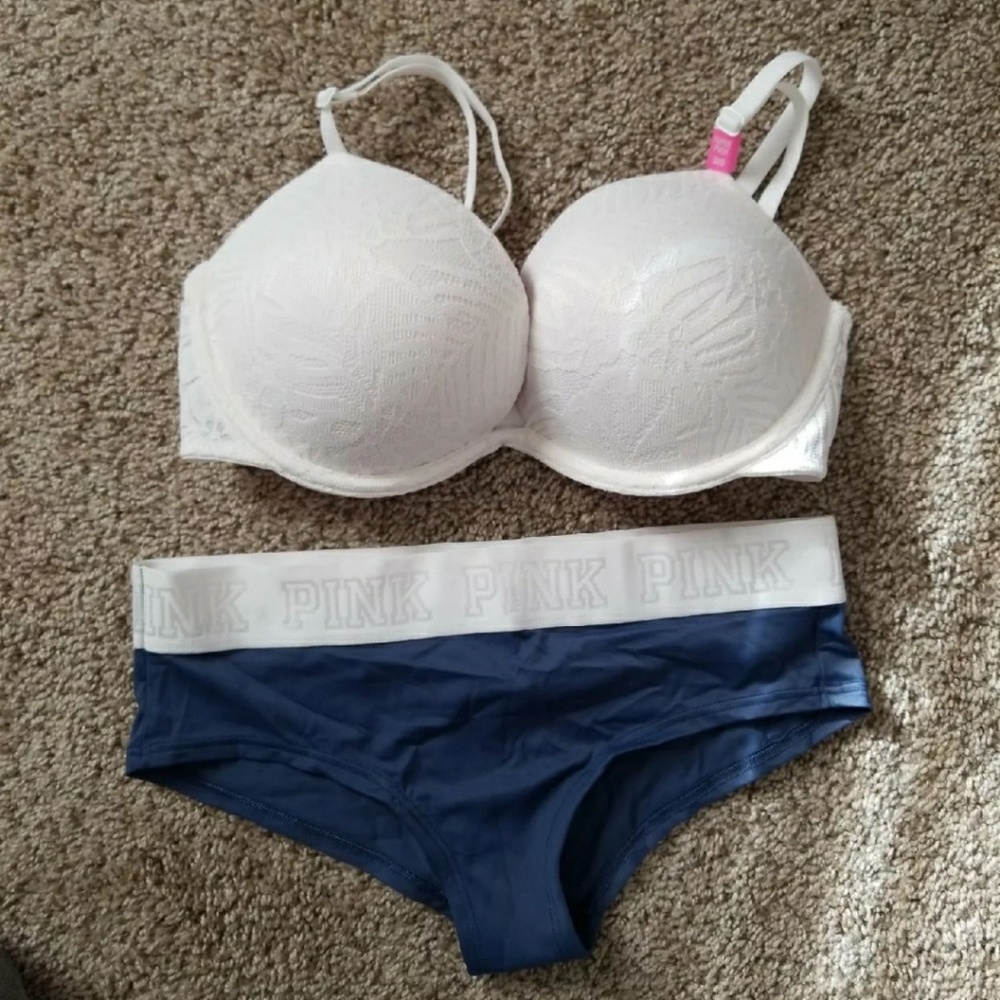 Pink Victoria's secret miraculous bra set